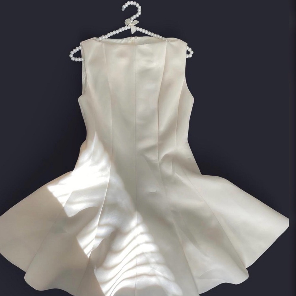 Fashion Nova Cream Pleated Mini Dress